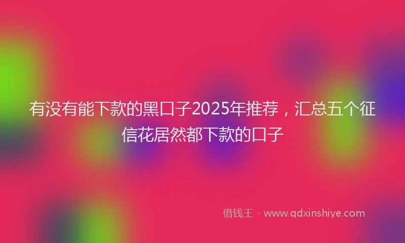 有没有能下款的黑口子2025年推荐，汇总五个征信花居然都下款的口子