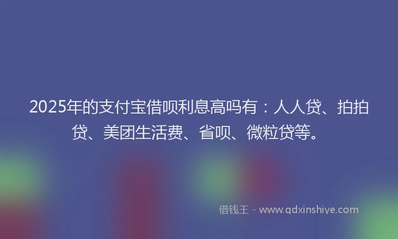 2025年的支付宝借呗利息高吗有：人人贷、拍拍贷、美团生活费、省呗、微粒贷等。