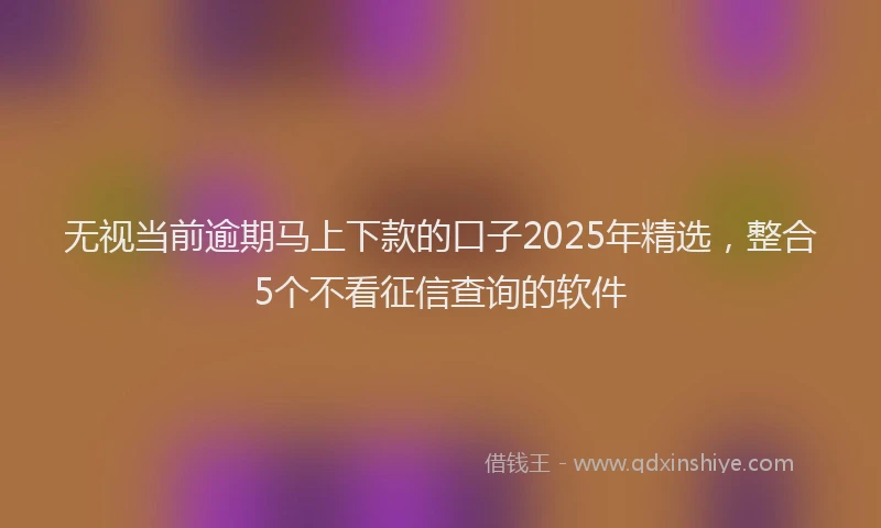 无视当前逾期马上下款的口子2025年精选，整合5个不看征信查询的软件
