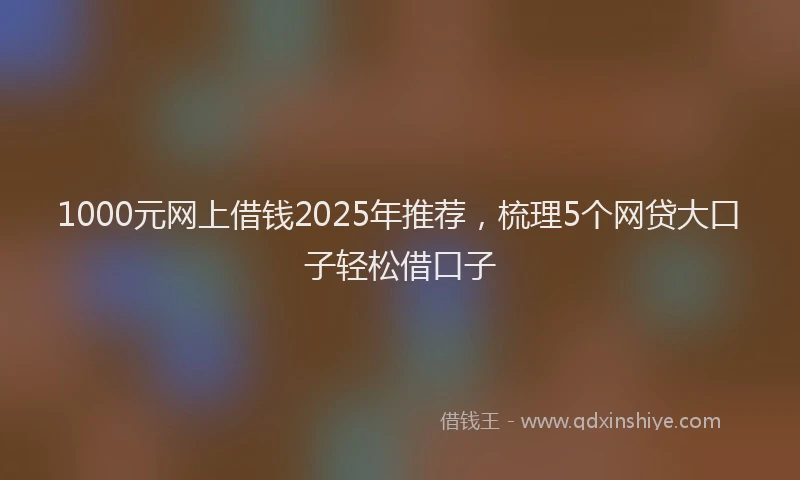1000元网上借钱2025年推荐，梳理5个网贷大口子轻松借口子