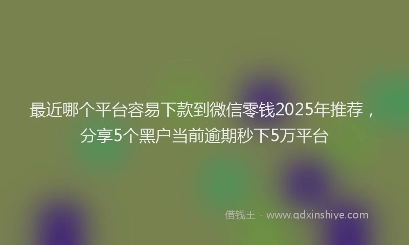 最近哪个平台容易下款到微信零钱2025年推荐，分享5个黑户当前逾期秒下5万平台