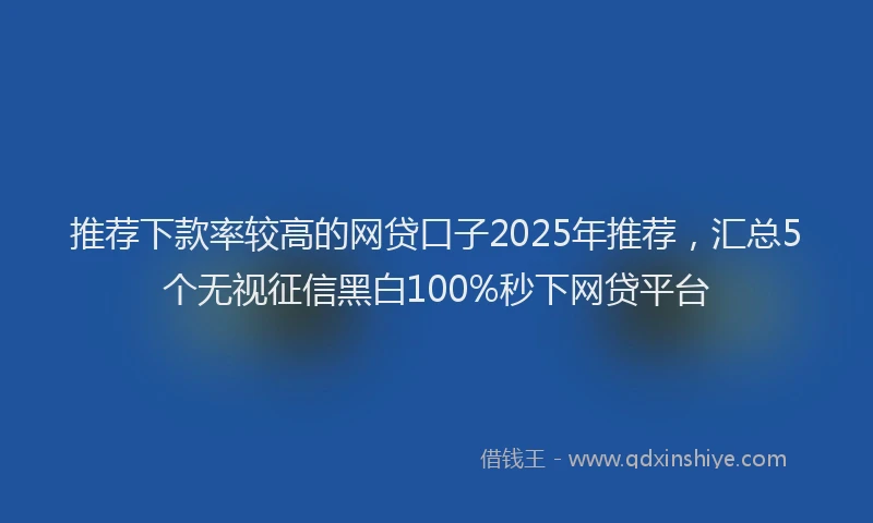 推荐下款率较高的网贷口子2025年推荐，汇总5个无视征信黑白100%秒下网贷平台