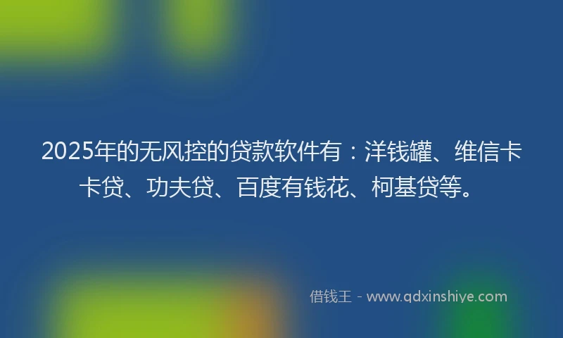 2025年的无风控的贷款软件有：洋钱罐、维信卡卡贷、功夫贷、百度有钱花、柯基贷等。