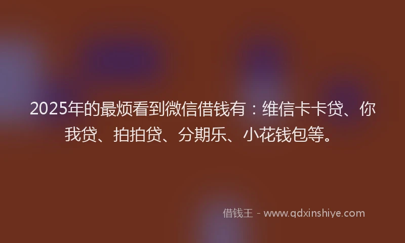 2025年的最烦看到微信借钱有：维信卡卡贷、你我贷、拍拍贷、分期乐、小花钱包等。