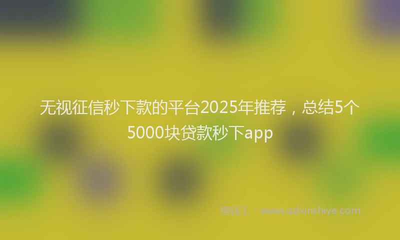 无视征信秒下款的平台2025年推荐，总结5个5000块贷款秒下app