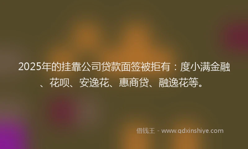 2025年的挂靠公司贷款面签被拒有：度小满金融、花呗、安逸花、惠商贷、融逸花等。