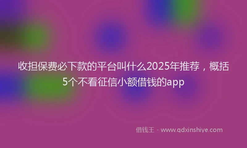 收担保费必下款的平台叫什么2025年推荐，概括5个不看征信小额借钱的app