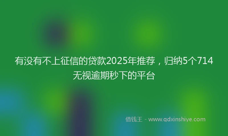 有没有不上征信的贷款2025年推荐，归纳5个714无视逾期秒下的平台