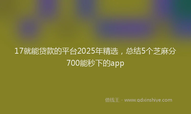 17就能贷款的平台2025年精选，总结5个芝麻分700能秒下的app