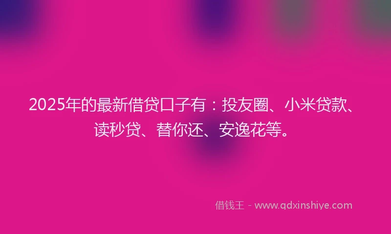 2025年的最新借贷口子有：投友圈、小米贷款、读秒贷、替你还、安逸花等。