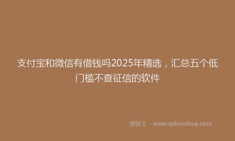 支付宝和微信有借钱吗2025年精选，汇总五个低门槛不查征信的软件