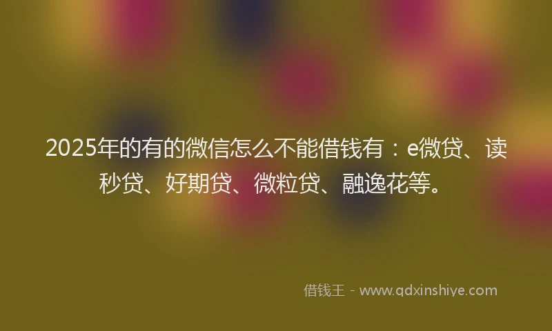 2025年的有的微信怎么不能借钱有：e微贷、读秒贷、好期贷、微粒贷、融逸花等。