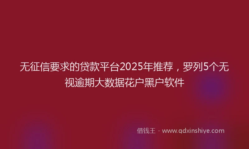 无征信要求的贷款平台2025年推荐，罗列5个无视逾期大数据花户黑户软件
