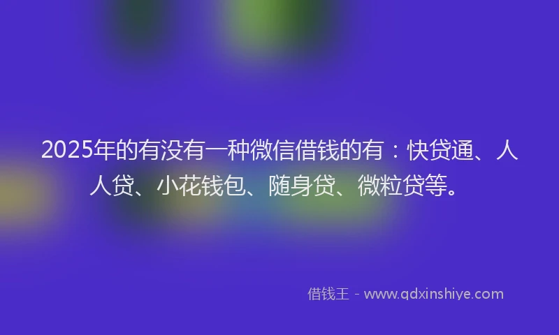 2025年的有没有一种微信借钱的有：快贷通、人人贷、小花钱包、随身贷、微粒贷等。