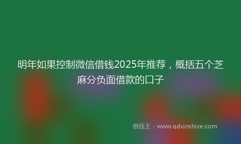 明年如果控制微信借钱2025年推荐，概括五个芝麻分负面借款的口子