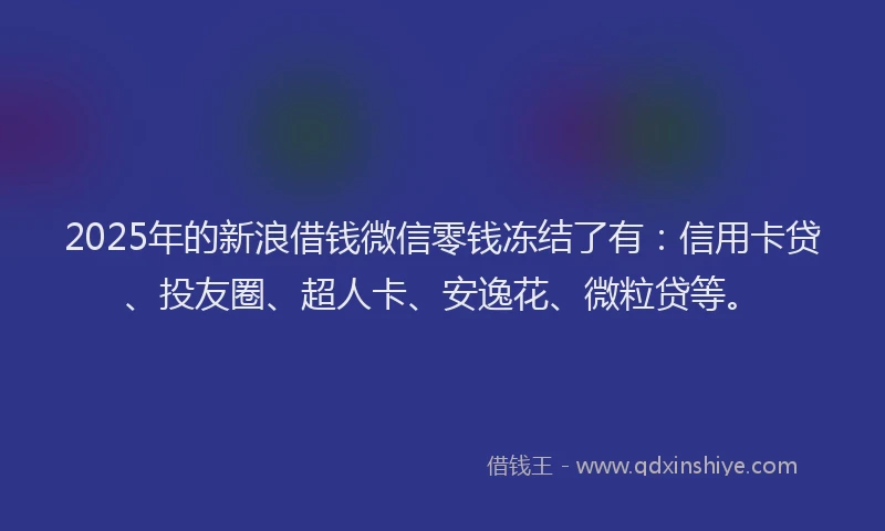 2025年的新浪借钱微信零钱冻结了有：信用卡贷、投友圈、超人卡、安逸花、微粒贷等。