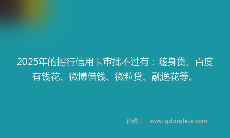 2025年的招行信用卡审批不过有：随身贷、百度有钱花、微博借钱、微粒贷、融逸花等。