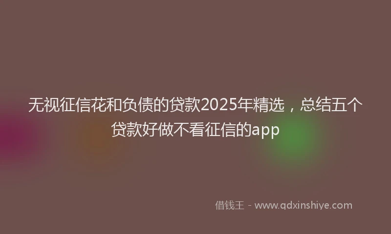 无视征信花和负债的贷款2025年精选，总结五个贷款好做不看征信的app