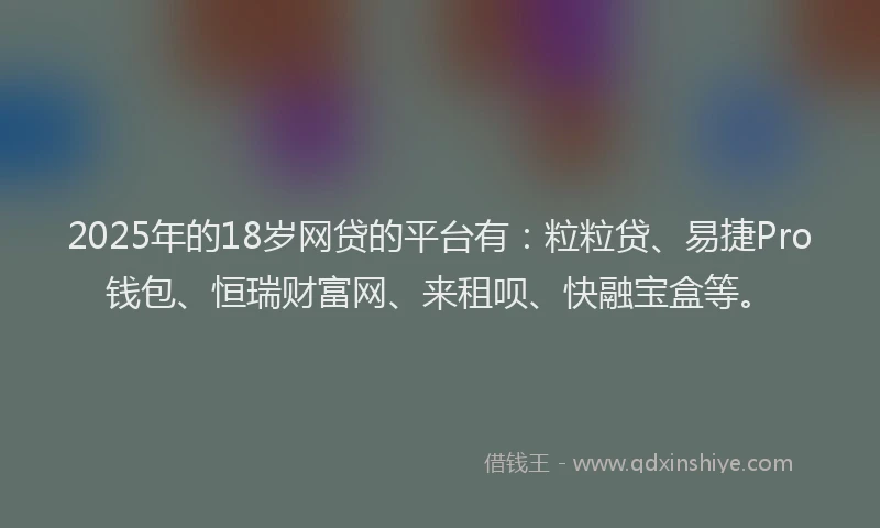 2025年的18岁网贷的平台有：粒粒贷、易捷Pro钱包、恒瑞财富网、来租呗、快融宝盒等。
