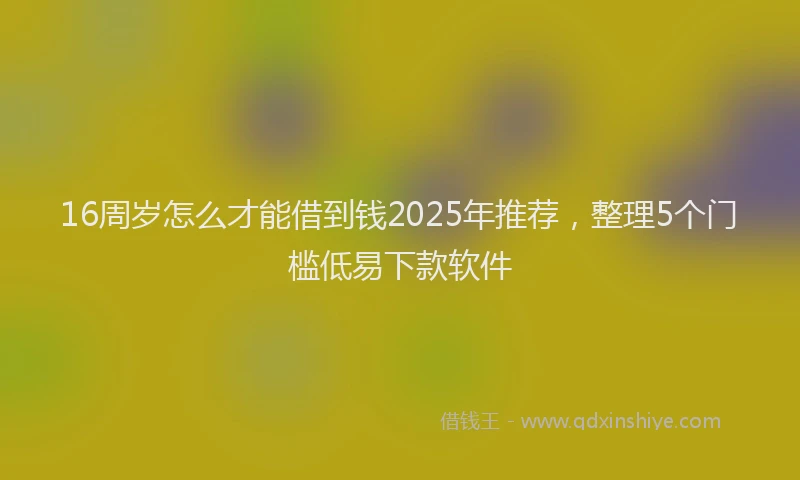 16周岁怎么才能借到钱2025年推荐，整理5个门槛低易下款软件