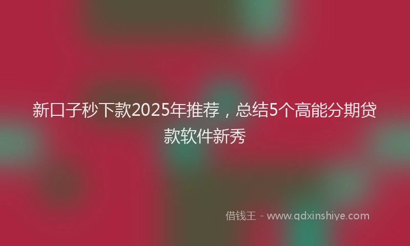 新口子秒下款2025年推荐，总结5个高能分期贷款软件新秀