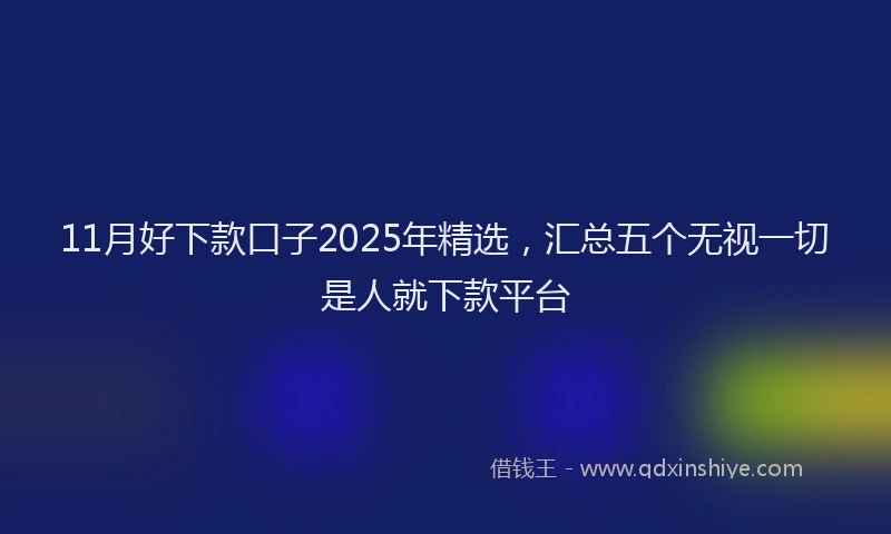 11月好下款口子2025年精选，汇总五个无视一切是人就下款平台