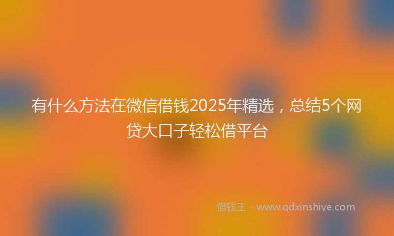 有什么方法在微信借钱2025年精选，总结5个网贷大口子轻松借平台