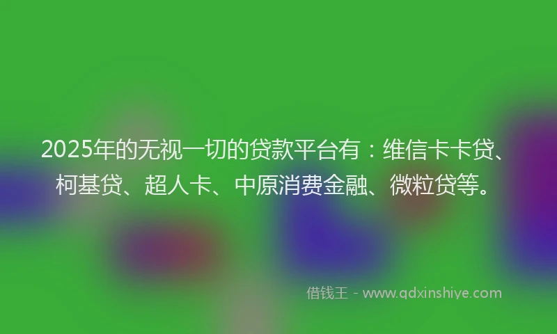 2025年的无视一切的贷款平台有：维信卡卡贷、柯基贷、超人卡、中原消费金融、微粒贷等。