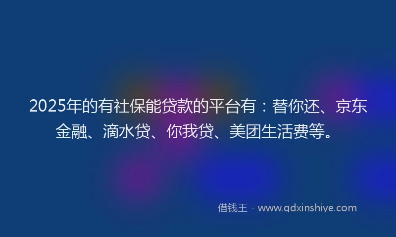 2025年的有社保能贷款的平台有：替你还、京东金融、滴水贷、你我贷、美团生活费等。