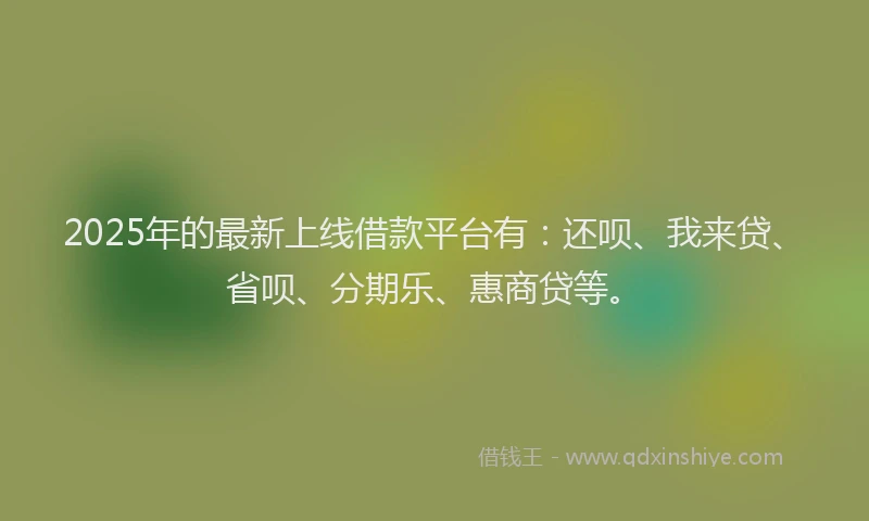 2025年的最新上线借款平台有：还呗、我来贷、省呗、分期乐、惠商贷等。