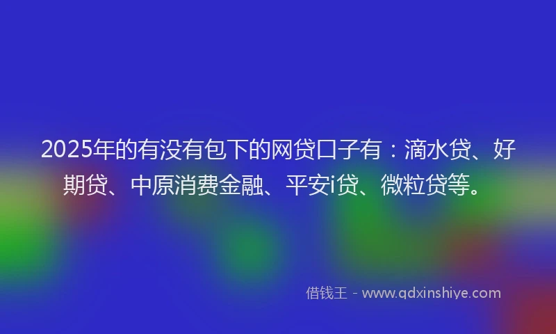 2025年的有没有包下的网贷口子有：滴水贷、好期贷、中原消费金融、平安i贷、微粒贷等。
