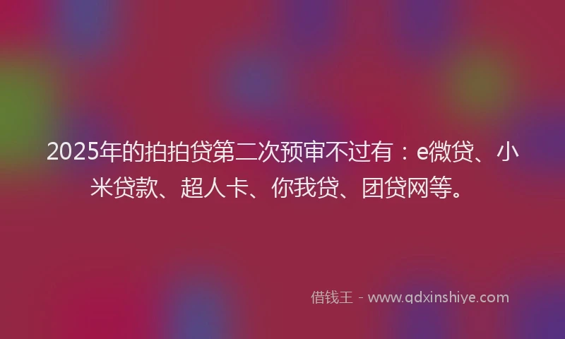 2025年的拍拍贷第二次预审不过有：e微贷、小米贷款、超人卡、你我贷、团贷网等。