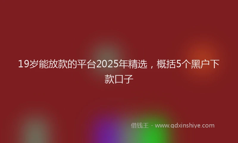 19岁能放款的平台2025年精选，概括5个黑户下款口子