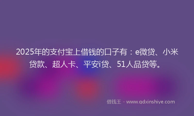 2025年的支付宝上借钱的口子有：e微贷、小米贷款、超人卡、平安i贷、51人品贷等。
