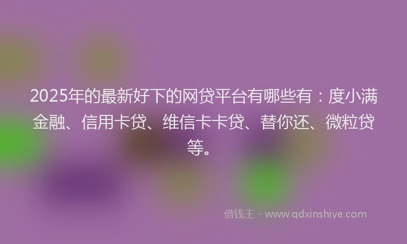 2025年的最新好下的网贷平台有哪些有：度小满金融、信用卡贷、维信卡卡贷、替你还、微粒贷等。
