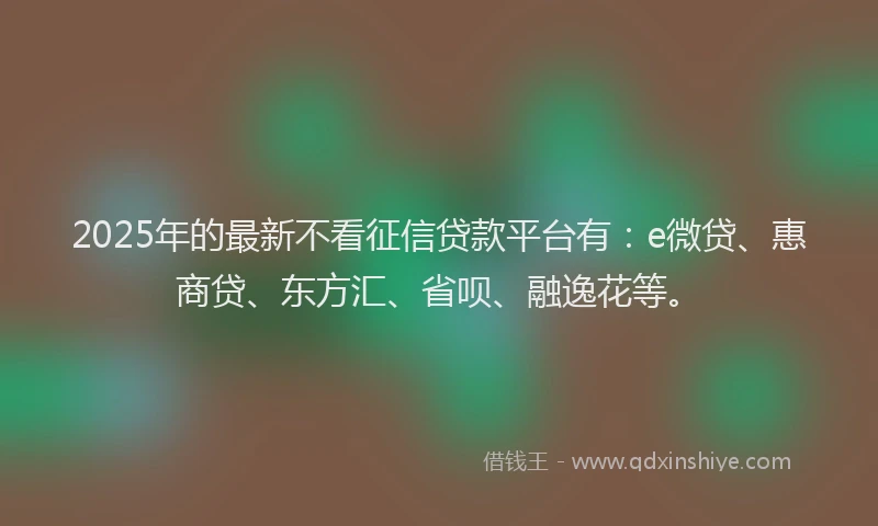 2025年的最新不看征信贷款平台有：e微贷、惠商贷、东方汇、省呗、融逸花等。