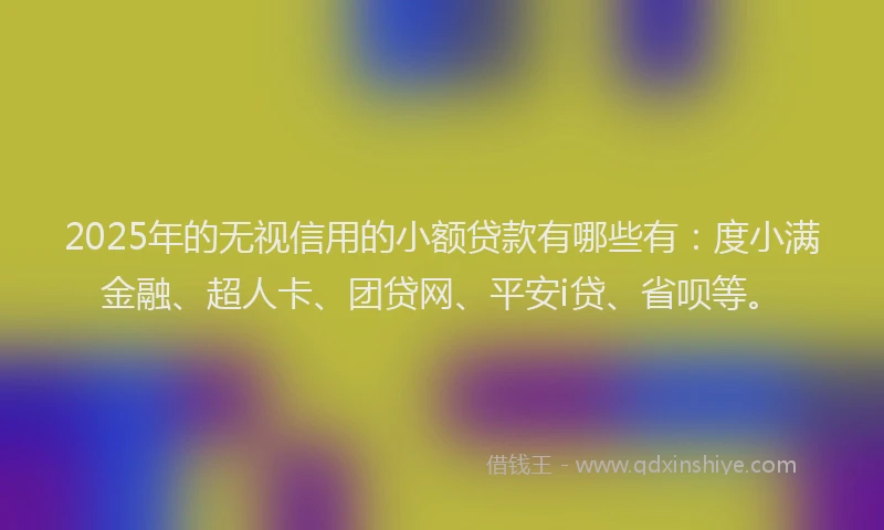2025年的无视信用的小额贷款有哪些有：度小满金融、超人卡、团贷网、平安i贷、省呗等。