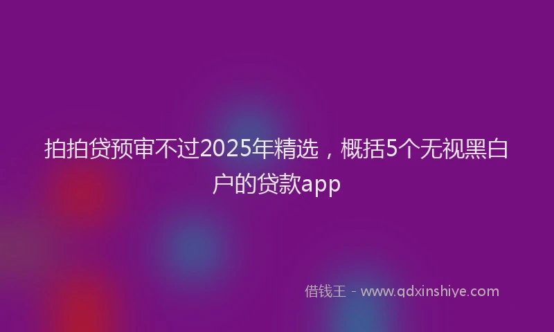 拍拍贷预审不过2025年精选，概括5个无视黑白户的贷款app