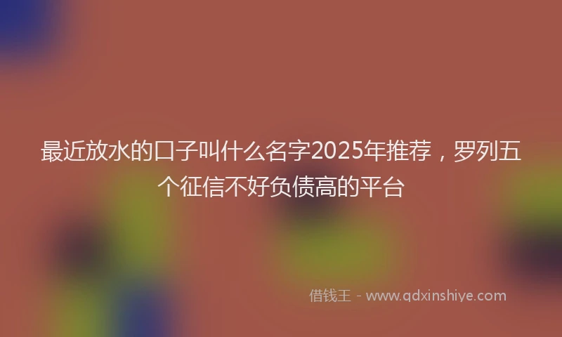 最近放水的口子叫什么名字2025年推荐，罗列五个征信不好负债高的平台