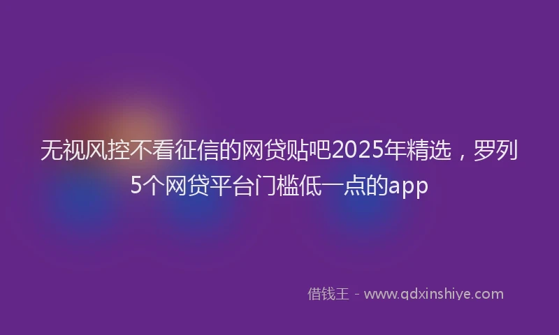 无视风控不看征信的网贷贴吧2025年精选，罗列5个网贷平台门槛低一点的app