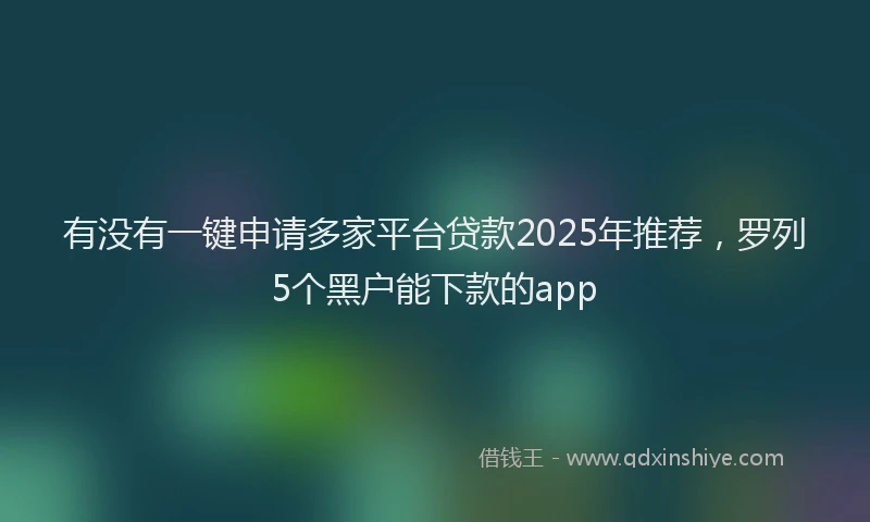 有没有一键申请多家平台贷款2025年推荐，罗列5个黑户能下款的app