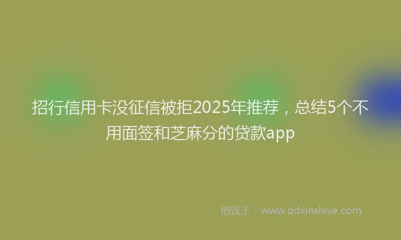 招行信用卡没征信被拒2025年推荐，总结5个不用面签和芝麻分的贷款app