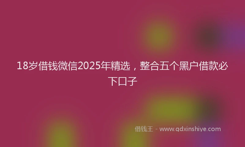 18岁借钱微信2025年精选，整合五个黑户借款必下口子