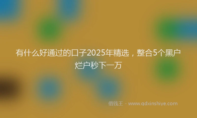 有什么好通过的口子2025年精选，整合5个黑户烂户秒下一万