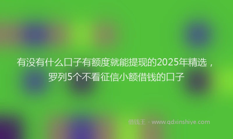 有没有什么口子有额度就能提现的2025年精选，罗列5个不看征信小额借钱的口子