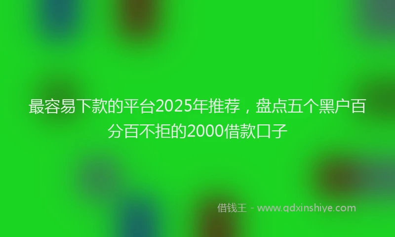 最容易下款的平台2025年推荐，盘点五个黑户百分百不拒的2000借款口子