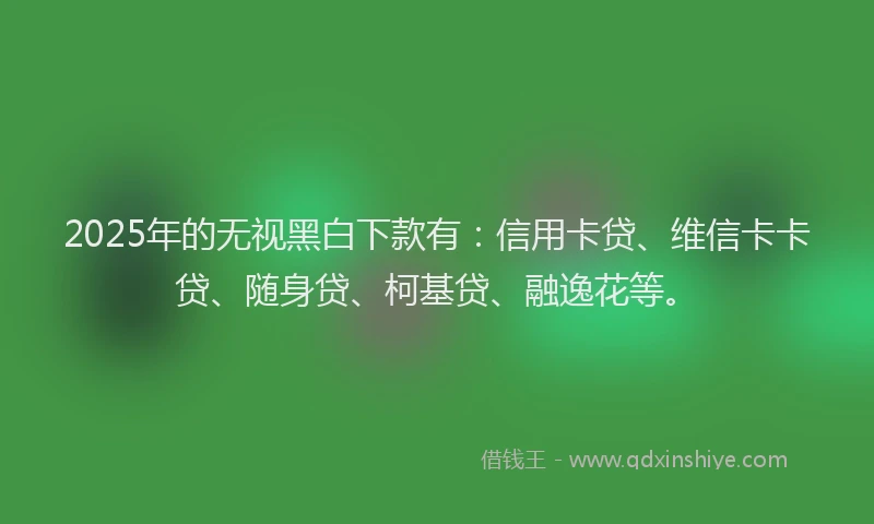 2025年的无视黑白下款有:信用卡贷、维信卡卡贷、随身贷、柯基贷、融逸花等。