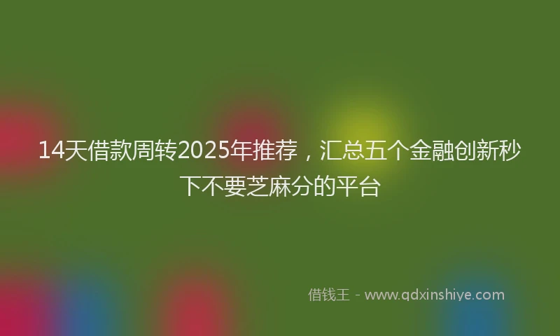 14天借款周转2025年推荐，汇总五个金融创新秒下不要芝麻分的平台