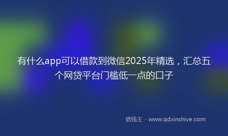 有什么app可以借款到微信2025年精选，汇总五个网贷平台门槛低一点的口子