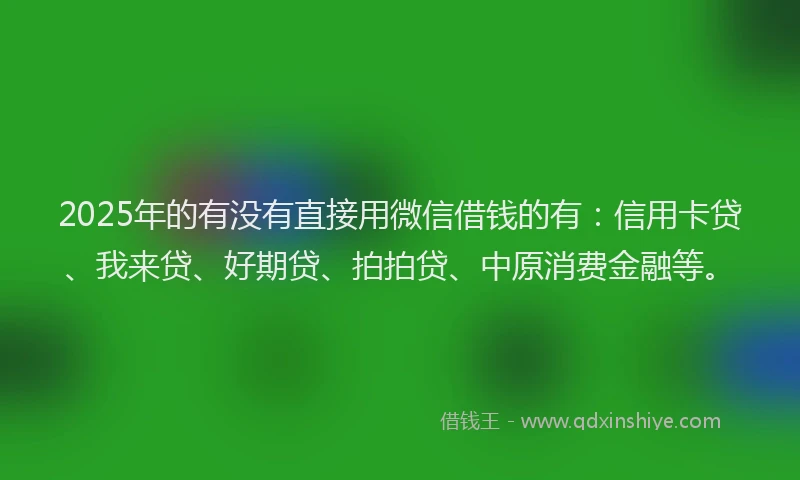 2025年的有没有直接用微信借钱的有：信用卡贷、我来贷、好期贷、拍拍贷、中原消费金融等。